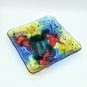 Square Fused Art Glass Dish